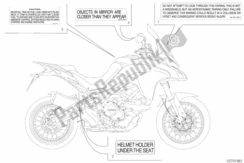 Todas las partes para Etiqueta, Advertencia de Ducati Multistrada 950 S SW USA 2020